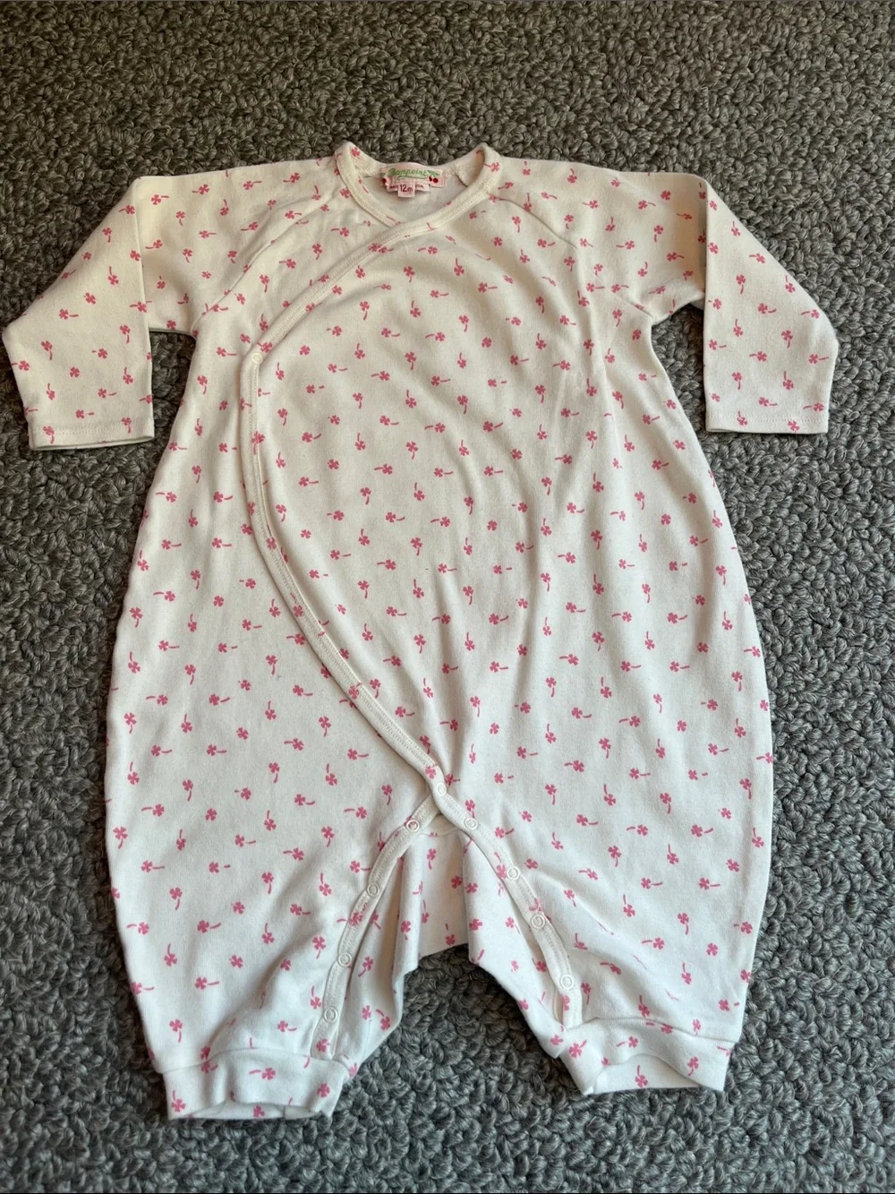 Bonpoint Girls White & Pink Floral Sleep Sack Pajamas